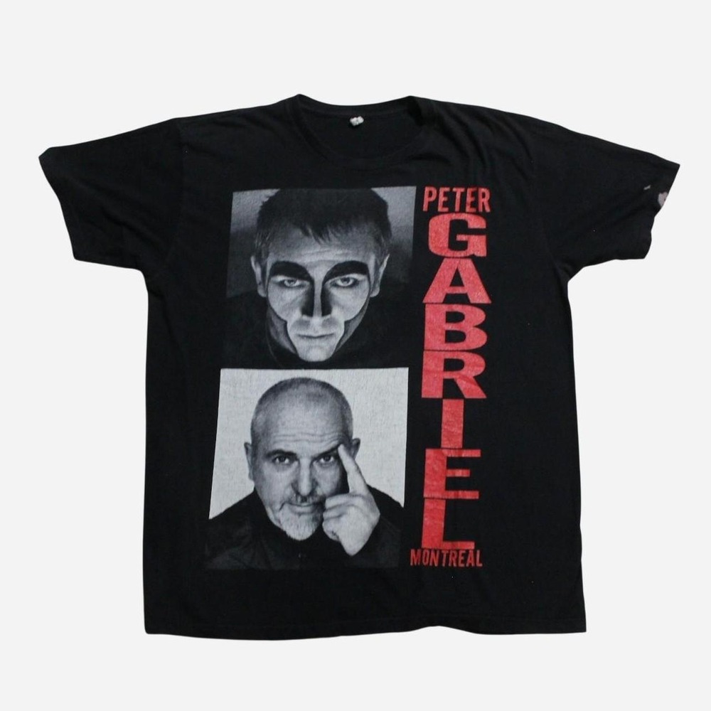 Mens Y2K Style 2010s Peter Gabriel Skater Grunge Punk Streetwear Black T-shirt
